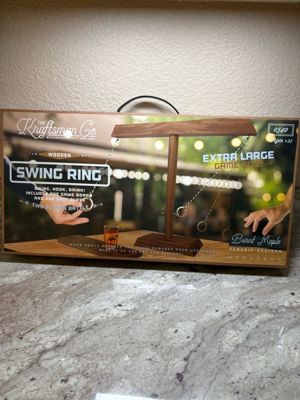 The Kraftman Co. Wooden Swing Ring Drink Game - Burnt Maple